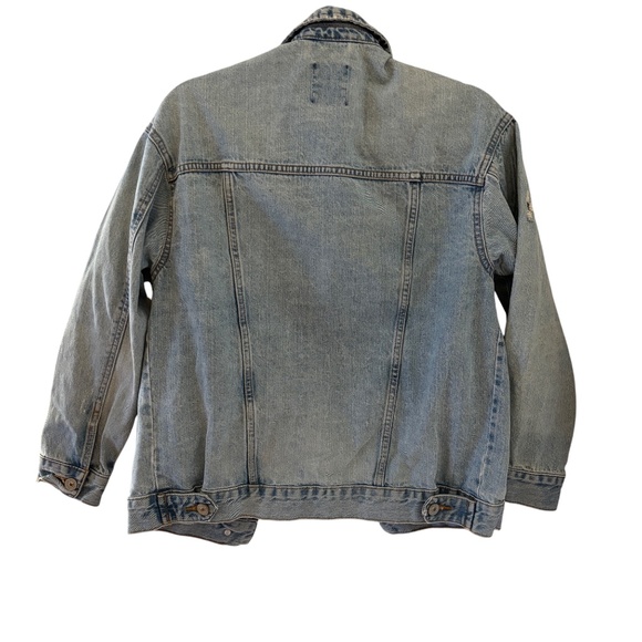 Bershka Oversized Light Wash Distressed Denim Jacket XXS - Picture 9 of 12